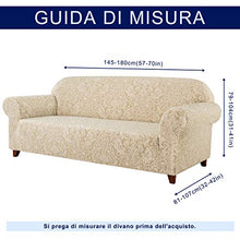 subrtex 1-Pezzo Copridivano in Damasco Elasticizzato Tre Posti AntiGraffio per Gatto Cani, Modello Floreale Moderno Elasticità Divano Protector (2 Posti, Modello Beige)