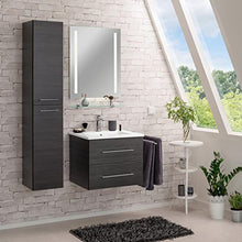 Facchellmann - Set mobili da bagno B.Perfect, 3 pezzi, con mobiletto sottolavello, con lavabo in ceramica da appendere, 60 cm e specchio da bagno a LED