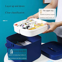 Wjmss Scatola di Medicina, Alta capacità Portable Plastic Box Box Box Box Box Organizer con Manico Doppio Strato,Blu,Small