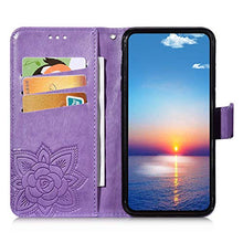 Herbests compatibile per iPhone 11 Flip Case Custodia Portafoglio PU Pelle Cover Goffratura Farfalla Puro Color Custodia a Libro Bookstyle Retro Case con Supporto,Viola Chiaro