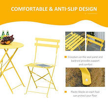 Set Tavolino e 2 Sedie Pieghevoli da Giardino in Metallo Giallo