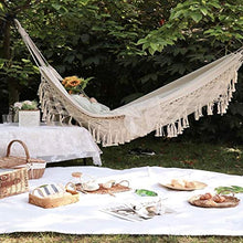 GUOXIANG Amaca da campeggio per esterni di alta qualità, confortevole, 240 x 150 cm, con macramè intrecciato a mano, per interni ed esterni