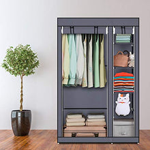 GlobalDeal Direct - Armadio in tela con ripiani e appendiabiti in tessuto, colore: grigio
