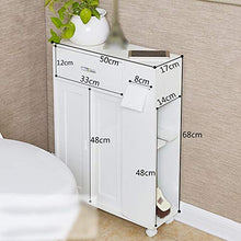 XIAOYAN Mobile da Bagno Armadietto da Bagno Laterale con Ruote Legno Impermeabile Armadietto di Carta Bianco 50 × 17 × 68cm