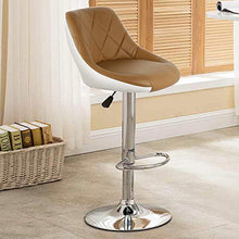 POPSPARK Set di 2 sgabelli da Bar con Schienale e Sedile Ben Imbottiti, Altezza Regolabile e Rotazione di 360 ° (Marrone)