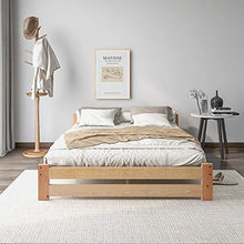 Letto in legno massiccio con testiera e rete a doghe, naturale (200 x 140 cm)
