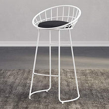 Olz Sgabello da Bar con Schienale, Retro Creativa Pagina Morbida Flanella sede Sgabello e Metallo Leg Bar Sedia, Ferro battuto Bar Cafe seggiolone,C White + Black,75cm