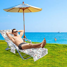 Fodera per sedia a sdraio con tasche laterali, Asciugamano per chaise longue da piscina in fibra superfine, 210x73 cm