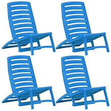 SKM Sedie Pieghevoli da Spiaggia per Bambini 4 pz in Plastica Blu