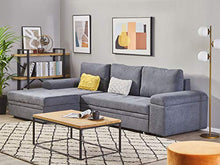Beliani Divano Letto Angolare Destro con Contenitore in Tessuto Grigio Scuro Kiruna