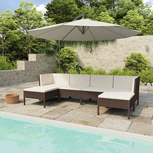 SKM Set Divani da Giardino 6 pz con Cuscini in Polyrattan Marrone (40kg)
