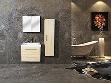 Jindoli - Armadietto da bagno con illuminazione, doppio specchio con LED (60 cm, beige)