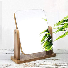 LBWARMB Trucco Specchio con luci Trucco Desktop Mirror di Legno della Struttura Pieghevole Rettangolare Cosmetic HD Specchio, Supporto Girevole, Indipendente