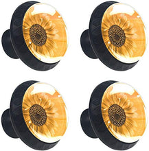 Fiore di girasole Bloom Yellow Art Pomelli per Porta Set di 4 Pomelli per Mobili Manopole per Cassetti Cucina Armadio Vetro