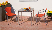 vorghini Tavolo Quadrato Impilabile da Giardino in Alluminio e Acciaio 70x70 cm