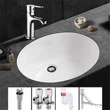 Lavello Contenitore Tondo in Ceramica, Lavabo da Bagno, Lavabo da Incasso, Antitrabocco/Antispruzzo/Facile da Installare E Facile da Pulire, Bianco