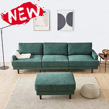belupai Divano moderno in tessuto, a forma di L, 3 posti, con ottomana, 266 cm, smeraldo
