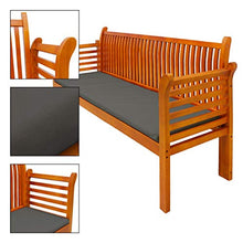 ECD Germany Panca da Giardino a 3 Posti con Cuscini Colore Grigio- ca. 159 x 49,5 x 90,5 cm - in Legno di Pino - Panchina Schienale e Braccioli Divano Balcone Terrazza Veranda Patio Arredo da Esterni