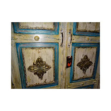 int. d'ailleurs - Ampio Armadio Bianco e Turchese Decorato con Ottone 100x183 cm - PAL439