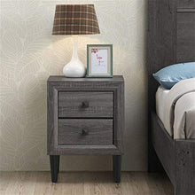 L.W.S Mobili per Camera da Letto Cameretto a Comodino Multiuso Multiuso Grigio con 2 cassetti con 2 cassetti retrò e Comodino in Stile Comodino Camera da Letto