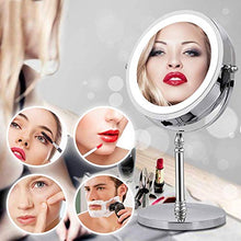 BD.Y Specchi per Il Trucco 10X Ingrandimento con LED Specchi per Cosmetici Specchi Rotondi Specchio da toeletta da Tavolo Specchio retroilluminato a Doppia Faccia
