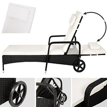 TecTake LETTINO POLY RATTAN ARREDO ESTERNO GIARDINO SDRAIO PRENDISOLE DIVANO SEDIA MARRONE - disponibile in diversi colori - (Nero)