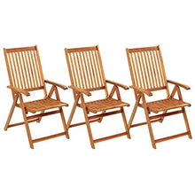 vidaXL Sedie da Giardino Pieghevoli 3 pz con Cuscini Acacia Massello