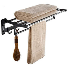 OLDJTK Scaffale portasciugamani in Alluminio Spazio con Multi Barra portasciugamani, binari Pieghevoli a Doppia Parete for Porta Asciugamani con Ganci, Lunghezza 60 cm