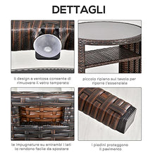 Outsunny Set Tavolino e Sedie da Giardino o da Esterno in Rattan, Set 3 Pz, Marrone e Beige