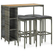 FAMIROSA Set da Bar da Giardino 5 pz con Cuscini in Polyrattan Grigio-4917
