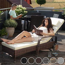 tectake Lettino Poly Rattan Arredo Esterno Giardino Sdraio Prendisole Divano Sedia Naturale