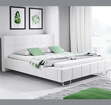 Muebles Bonitos Letto Matrimoniale Moderno Di Design Sofia Bianco Rivestito in Ecopelle Per Materasso da 160X190Cm Comrete Incluse