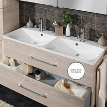 FACKELMANN B.Clever - Set di mobili da bagno, 2 pezzi, 120 cm, con lavabo in marmo e armadietto a specchio a LED