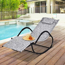 Outsunny Lettino Sedia Sdraio a Dondolo Zero-Gravity da Giardino, Impermeabile, con Poggiatesta, Grigio 160x61x79 cm