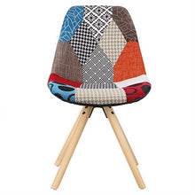 WOLTU BH52mf-1 Sedia Sala da Pranzo Sgabello con Schienale in Plastica e Tessuto di Lino Senza Braccioli Gambe di Legno Patchwork