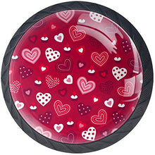 Rosa Love Hearts Pattern Red Pomelli per Porta Set di 4 Pomelli per Mobili Manopole per Cassetti Cucina Armadio Vetro