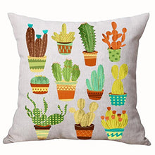 ASTIHN - Federa per Cuscino, in Cotone e Lino, Motivo: Cactus, Quadrata, 45 x 45 cm