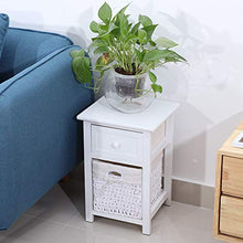 Dsrgwe Comodini 2pcs / Set Leabel Comodino da Comodino Stand Notturno con Cassetto E Cestino del Cestino Bianco