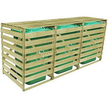 E E-NICES Copribidone per Spazzatura Triplo 240 L in Legno Impregnato