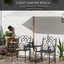 Panchina 2 Posti da Giardino 160x61x96 cm con Tavolino Nera