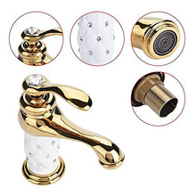 Rubinetto per Lavabo Monocomando Diamantato, Rubinetto in Ottone Massiccio per Lavabo, Rubinetto per Acqua Calda e Fredda per Cucina Domestica(D'oro)