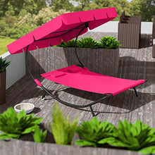 TecTake 800089 Giardino Arredo Sdraio Lettino Prendisole Doppio per 2 Persone + 2 Cuscini - Disponibile in Diversi Colori (Rosso Vino | No. 401498)