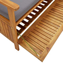 Panchina da giardino con vano portaoggetti e supporto, 170 cm, in legno di acacia