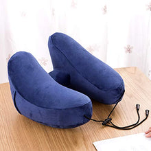 FSGD A Forma di U Cuscino di Corsa, Cuscino Gonfiabile Portatile Cuscino aeromobili, a Lunga Distanza, Treno, sede Dura, Sonno, Cuscino cervicale,Blu