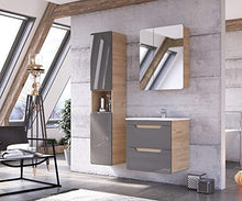 COMAD Aruba - Lavabo con 2 cassetti, larghezza 60 cm, in legno di quercia, colore: Grigio lucido