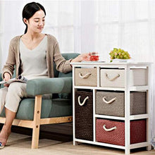 ZhuFengshop Comodino Rattan Storage Locker Comò in Paglia di Grano Comodino Side Table