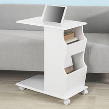 SoBuy Tavolino da Divano Moderno,con Ruote e Porta Libri,riviste,Cellulare e iPad, Bianco,FBT67-W - Arredi Casa