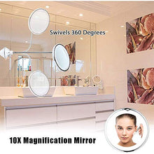 GaoF Specchio per Il Trucco a Collo di Cigno, Specchio per Il Trucco con luci e ingrandimento Montato a Parete, ingrandimento 10x Illuminato a LED con Blocco di Alimentazione, Girevole a 360 Gradi