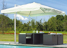 vorghini Ombrellone da Giardino Decentrato in Alluminio 3x3m con Manovella Crank Bianco e Ecrù
