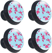 Rosy Funny Crabs Pattern Blue Wave Pomelli per Porta Set di 4 Pomelli per Mobili Manopole per Cassetti Cucina Armadio Vetro